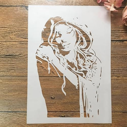 TIAMECH A4 Reusable Raincoat Girl Stencil for Painting - style: Painting