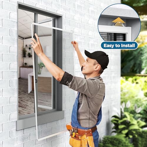 Augblinds DIY Aluminum Window Screen Frame Kit, 1 Set, 46 in, White - color: White, size: 46"W x 46"H