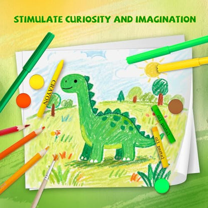 Cokiki Dinosaur Drawing Kit for Kids 6-12, 184 Piece Art Set - color: Dino Party