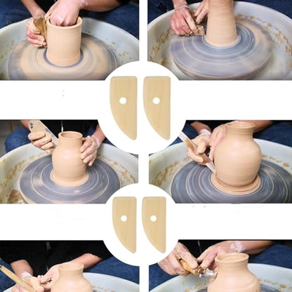 4 Pcs Pottery Ribs Wooden Clay Ceramic Sculpting Tools, 12cm x 5cm
