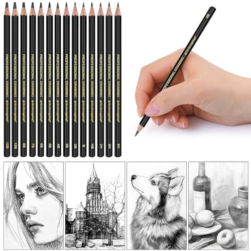 Heshengping, Sketching and Drawing Pencils Set-26pcs,Art Supplies Drawing Kit,Graphite Charcoal Professional Pencils Set, Adults Beginners Artist - style: Brown | 26 Pack