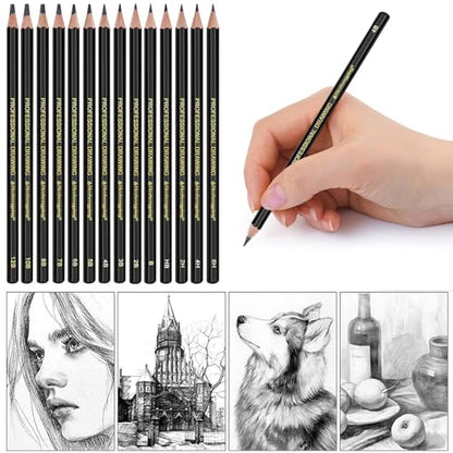 Heshengping, Sketching and Drawing Pencils Set-26pcs,Art Supplies Drawing Kit,Graphite Charcoal Professional Pencils Set, Adults Beginners Artist - style: Brown | 26 Pack