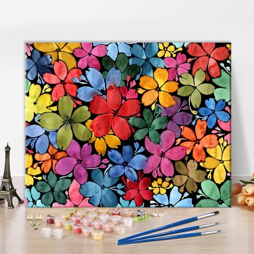 TUMOVO Paint by Numbers Kit for Adults Beginner Flower Botanical Art | Vibrant Flowers Pre-numbered Canvas with Acrylic Paints, Match Numbers to Colors, No Painting Skills Needed, 16x20 Inch - color: Flowers