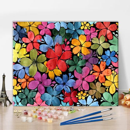 TUMOVO Paint by Numbers Kit for Adults Beginner Flower Botanical Art | Vibrant Flowers Pre-numbered Canvas with Acrylic Paints, Match Numbers to Colors, No Painting Skills Needed, 16x20 Inch - color: Flowers