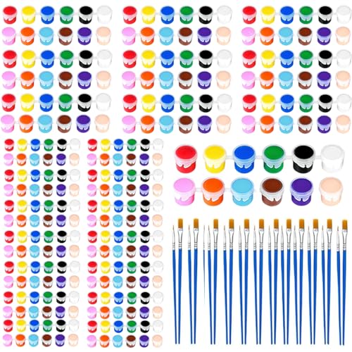 24 Pack Mini Acrylic Paint Set - 12 Colors Washable Acrylic Paint Strips for Kids&Adults Craft Paint, 336 PCS Kids Painting Kit for Birthday Classroom Painting Party Favor, Halloween Pumpkin, Art Gift