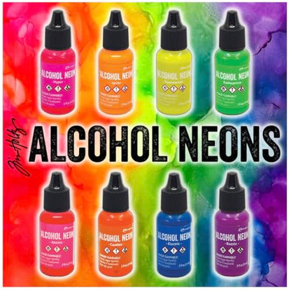 Tim Holtz Alcohol Neons, 8-Pack Ink Set with 0.5 fl oz Blending Solution
