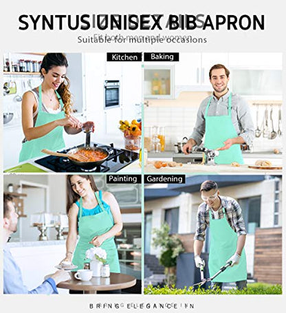 Syntus Apron for Men Women, Adjustable Cooking Kitchen Apron with 2 Pockets | Machine Washable, Firm Stitching, Stain Resistance, Long Tie Straps, 2 Pockets, Versatility, Unisex Use, Gift, BBQ - color: Basic Green Light, style: 2 Polyester