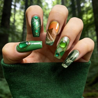 PH PandaHall 3pcs Tree Planting Nail Stamping Plate Wild Animals Nail Art Templates Forest Mountains Manicure Stamper Plate Protect Trees Nails Art Stencils for Women Print Manicures Salon Design - style: Tree Planting
