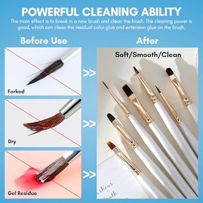 Makartt Nail Art Brushes Cleaner 70ml/2.36 Fl.oz | Nail Polish Brush Bristles Conditioner Restorer Liquid for Solid Gel/Nail Extension/Builder Nail Gel/Dip Powder Manicure - color: Clear-Nail Brush Conditioner
