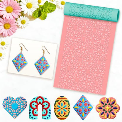 beinkmake 5Pcs Mandala Pattern Polymer Clay Texture Rollers, Plastic Clay Tools with Storage Case for DIY Jewelry Making, Scrapbooking, Pottery Crafting - color: Mandala Pattern