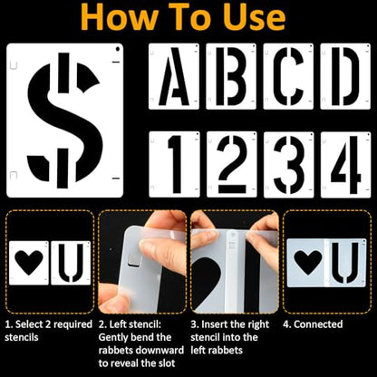 42 PCS Letter Stencils for Painting, Spray Paint Stencil | 3 Inch Alphabet Stencils for Crafts Reusable on Wood, Wall, Rock, Fabric, Sign, School DIY Art Projects - size: 3 Inch