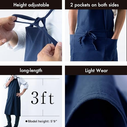 Chef/Bistro Cooking Apron with 2 Large Pockets for Men & Women Lightweight Adjustable Neck Strap Water-repellent - color: Black