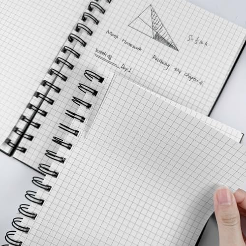 A5 Graph Paper Spiral Notebooks 4 Pack | Grid Notebook Hardcover Notebook Thick Graphing Paper Notebook Hardcover Journal for School, Office, Artist Writing/Drawing - size: A5, style: GRAPH NOTEBOOK