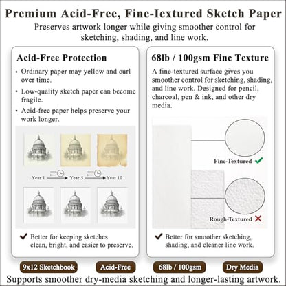 9 x 12 inches Sketch Book, Top Spiral Bound Sketch Pad, 4 Pack 100 Sheets Each (68lb/100gsm), Acid Free Art Sketchbook Artistic Drawing Painting Writing Paper for Kids Adults Beginners Artists - color: Brown, size: 9" x 12" (Pack of 4)
