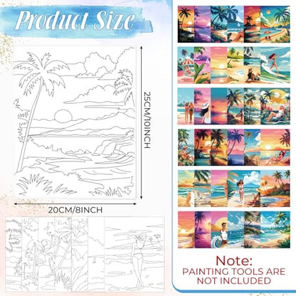 Harloon 36 Pcs 8 x 10 Inch Pre Drawn Canvas for Painting Afro Queen Pre Stretched Canvas Painting for Adults Sip and Paint Party Supplies Favor - style: Hawaiian