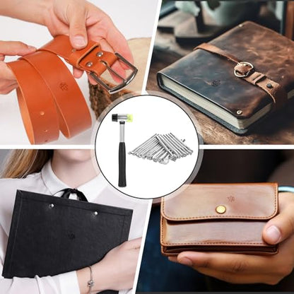 21 PCS Leather Stamping Tools, Leather Stamping Kit with Rubber Hammer, 20 Different Special Shape Stamp Set Carving Tools Stamps for Working