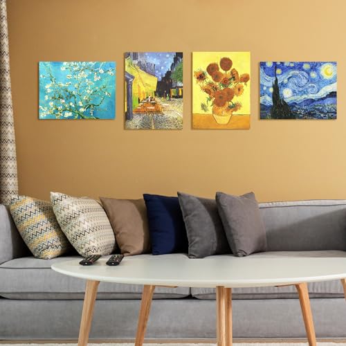 Muzagroo Art Van Gogh Diamond Painting Kits for Adults, DIY 5D Diamond Art Kits for Beginners, Starry Night Arts and Sunflower Crafts Diamond Art for Living Room, Kids Room 4 PCS Wall Art - color: 08-Van Gogh