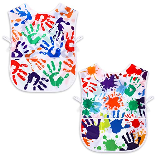 SATINIOR 2 Pcs Kids Art Smock Toddler Apron Artist Painting Apron | Painting Smocks for Kids, Toddler Paint Smock, Waterproof, Sleeveless, Boys Girls, with 3 Pocket, for Age 3-10 Years - style: Colorful