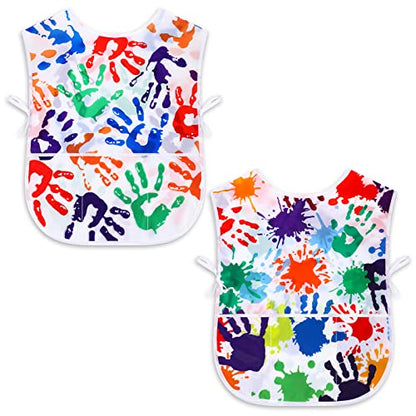 SATINIOR 2 Pcs Kids Art Smock Toddler Apron Artist Painting Apron | Painting Smocks for Kids, Toddler Paint Smock, Waterproof, Sleeveless, Boys Girls, with 3 Pocket, for Age 3-10 Years - style: Colorful