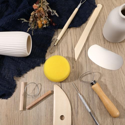 Leriton 320 Pcs Pottery Clay Tools Kit Sculpting Clay Tool Includes Cutting Modeling Trimming with Wooden Handles Carving Kit for Beginners Carving Shaping, Back to School Supplies