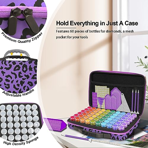 CAIOVSE Diamond Painting Storage Containers,60 Slots Diamond Art Case - color: Leopard Print, size: 60 jars