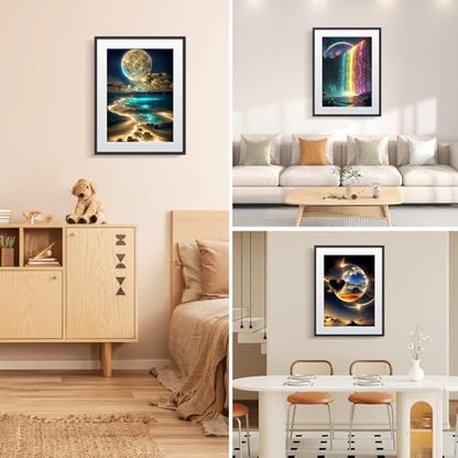 TLIOBLO 6 Packs Landscape Diamond Art for Adults, 5D DIY Diamond Painting Fantacy Kits for Beginners, Full Drill Round Diamond Art Pictures Craft Gifts 30X40cm - color: Landscape Moon