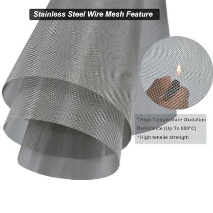 304 Stainless Steel Mesh 40Mesh, 15.7"x47.2"(40x120cm) Metal Mesh Screen, Woven Fine Wire Mesh, Filter Mesh Easy to Cut for Vent Covers, Cage, Garden, Window Screen and DIY Project | 0.21mm Sturdy Wire Metal Mesh Sheet, Easy to Cut, Rustproof & Heat-Resis