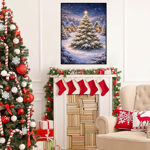 HHMATITS Christmas Tree Diamond Art Kits for Adults 12x16 Inch - color: Christmas