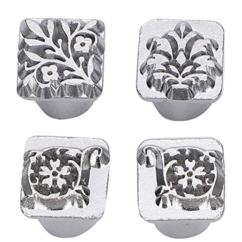 Leather Stamp Tool, 12Pcs Leather Stamping Punch Stamper DIY Leather Craft Making Tools Flower Design Embossing Pattern with Stamping Handle for Leathercrafting