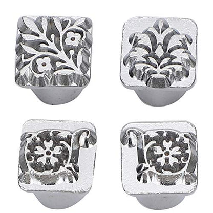 Leather Stamp Tool, 12Pcs Leather Stamping Punch Stamper DIY Leather Craft Making Tools Flower Design Embossing Pattern with Stamping Handle for Leathercrafting