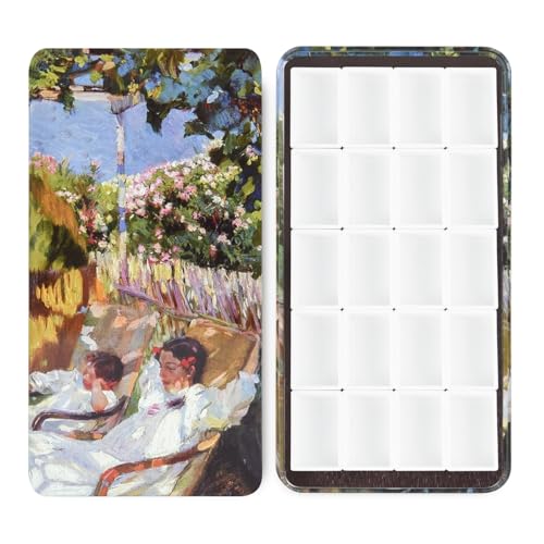 20Pcs Full Pans Watercolor Tin Palette Paint Case with Magnetic Stripe | Metal Art Paint Mixing Tray,3ml Empty Full Pans,Portable Empty Paint Box for DIY Watercolor Oils Acrylics Drawing,Garden - color: Garden