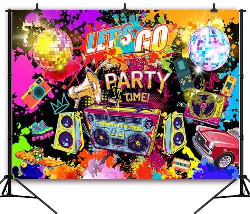 9X6ft Graffiti 80's 90's Backdrop Urban Retro Birthday Hip Hop Rock Punk Music Disco Neon Background Cake Table Decoration Banner Photography Photo Booth Props - size: 9'x6'