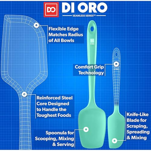 DI ORO Silicone Spatula Set - 600F Heat Resistant, 5-Pc Mint - color: Mint
