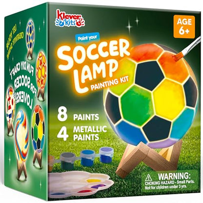 Klever Kits DIY 3D Soccer Night Light, Paint Your Own Soccer Lamp Kit Arts and Crafts Kit, School Activities, Birthday Gifts for Kids Girls Boys Aged 6 7 8 9 10 - style: Soccer Ball