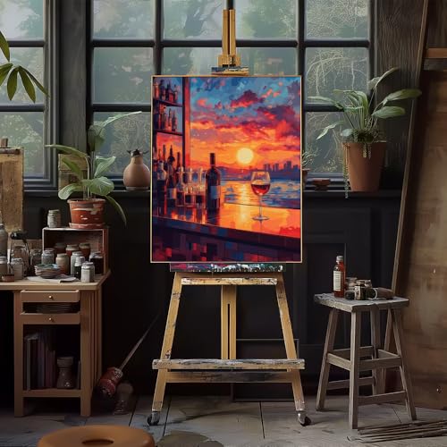 Natuyalo Paint by Numbers for Adults Beginner, Bar Sunset Paint by Number Kits on Canvas Without Framed, Cityscapes Paint by Easy Acrylic Painting by Number Kits Home Wall Decor 16x20 inch - color: Color-03