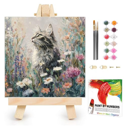 AUKELHJ Framed Paint by Numbers Kit for Adults, Cat, 10x10 inch - color: 04-Cat