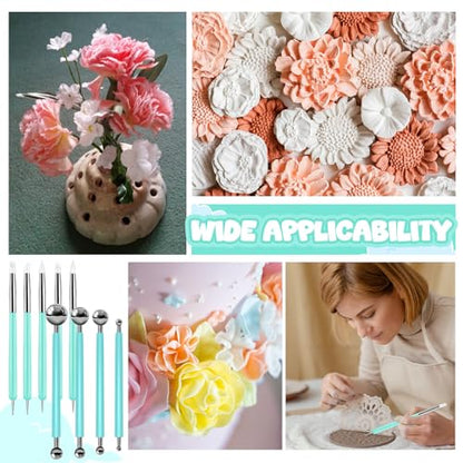 18 Pcs Dotting Tools Silicone Clay Sculpting Tool Ceramic Clay Ball Stylus Pottery Embossing Tool for Rock Modeling Blending, Drawing