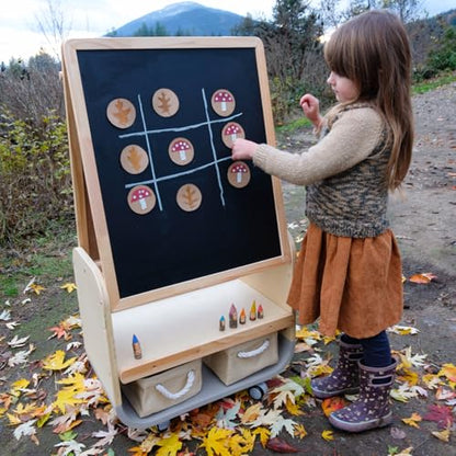 3-in-1 Kids Art Easel with Wheels - Height Adjustable, Dual-Sided Magnetic Chalkboard & Whiteboard, Storage Bags Included - Mobile Art Station for Children, 25"x21" Extra-Large Drawing Board - style: Rolling Easel