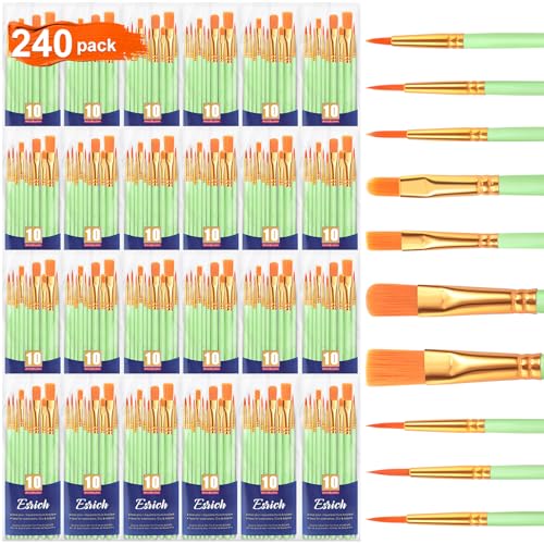 ESRICH 240PCS Paint Brushes, Paint Brush for Acrylic Painting - color: Green, size: 240