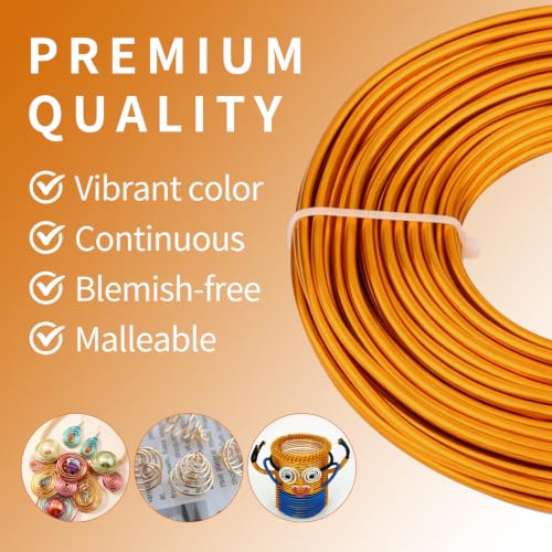 9 Gauge Aluminum Craft Wire, 52.5FT Bendable Armature Wire for Sculpting, Jewelry Making, DIY Crafting, Doll Making, Modelling, Bonsai Training(Yellow) - color: Yellow