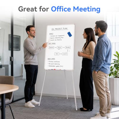 Maxtek Easel Whiteboard 36 x 24 in, Stand Tripod with Height Adjustable | 3' x 2' Magnetic Dry Erase Surface, Flipchart Stand, Portable Tripod Easel for Office, Teaching, Home and Classroom - style: 36x24 White