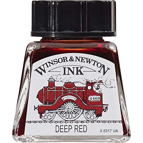 Winsor & Newton Drawing Ink, 14ml Bottle, Deep Red | Fast-drying, transparent & water-resistant; Outstanding Color Brilliance; Perfect for brush, dip pen, airbrush applications. - color: Deep Red, style: 14ml Bottle