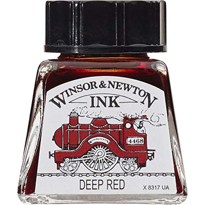 Winsor & Newton Drawing Ink, 14ml Bottle, Deep Red | Fast-drying, transparent & water-resistant; Outstanding Color Brilliance; Perfect for brush, dip pen, airbrush applications. - color: Deep Red, style: 14ml Bottle