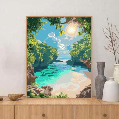 ZRIZQ Landscape Paint by Numbers Kit for Adults Beginner,Beach,16x20 | Full set with rich paints,wooden brushes,rolled canvas.Calming activity.Beginner friendly.Just open and paint. - color: 16"X20"Rolled Canvas-Landscape 12
