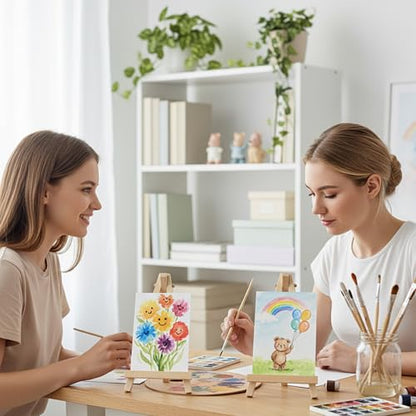 50 Pack 6 Inch Mini Wooden Display Easel, Natural Wood Tabletop Easel Stand for Painting, Small Artist Easel for Canvas Photos Cards Crafts