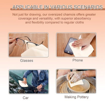LEOLIO 10 Pieces 7.8 x 7.8 Inch Artist Chamois, Premium Art Chamois Cloth for Artists Working, Soft Chamois Leather Set for Drawing, Blending Pastels and Charcoal