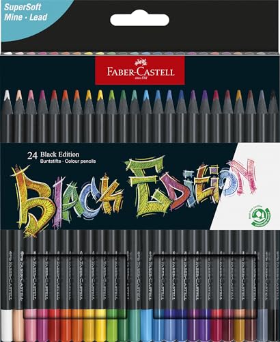 Faber-Castell Black Edition Colored Pencils, 1 Count (Pack of 24) - color: Classic, size: 1 Count (Pack of 24)