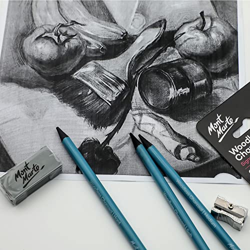 Mont Marte Woodless Charcoal Pencils, 3 Piece. Features 3 Grades Of Charcoal Including Soft, Medium and Hard.