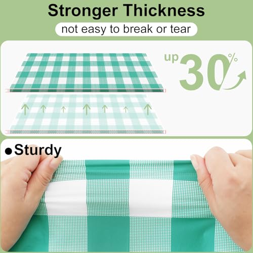 misaya 4 Packs 54 x 78 Inch Buffalo Disposable Table Cloth, Waterproof Plastic Tablecloth, Rectangle Teal and White Checkered Table Covers for Picnic, Birthday, Party, Back to School - color: Teal and White, size: 54" X 78"