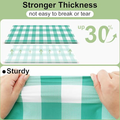 misaya 4 Packs 54 x 78 Inch Buffalo Disposable Table Cloth, Waterproof Plastic Tablecloth, Rectangle Teal and White Checkered Table Covers for Picnic, Birthday, Party, Back to School - color: Teal and White, size: 54" X 78"